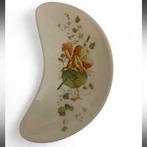 Floral Crescent Ceramic Plate